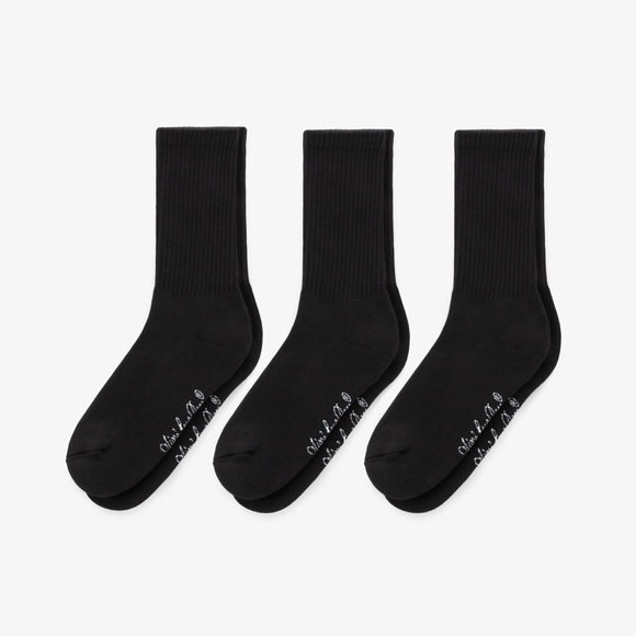 Aime Leon Dore ALD 3-Pack Jet Black Crew Socks Logo One Size Cotton Blend NYC. - Picture 1 of 4
